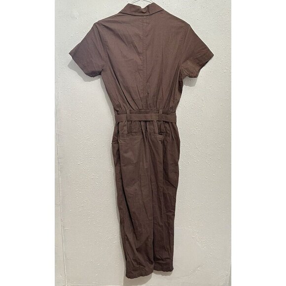 Pact Womens M Light Brown Zip Front Utility Jumpsuit Organic Cotton - Picture 7 of 10